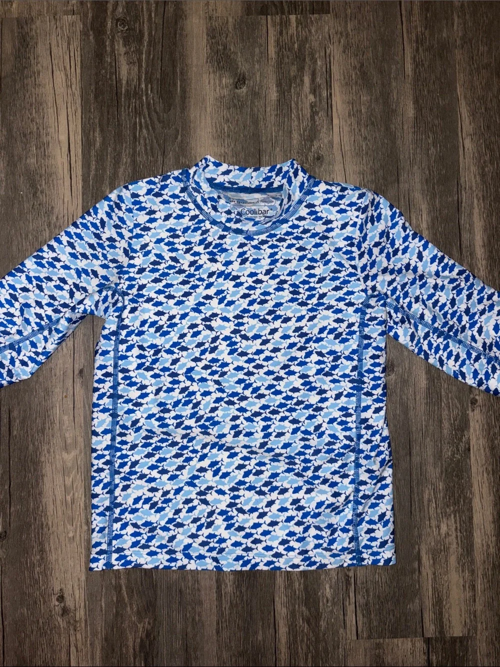 Coolibar Blue Multitone Kids Rash Guard Swim Top size medium